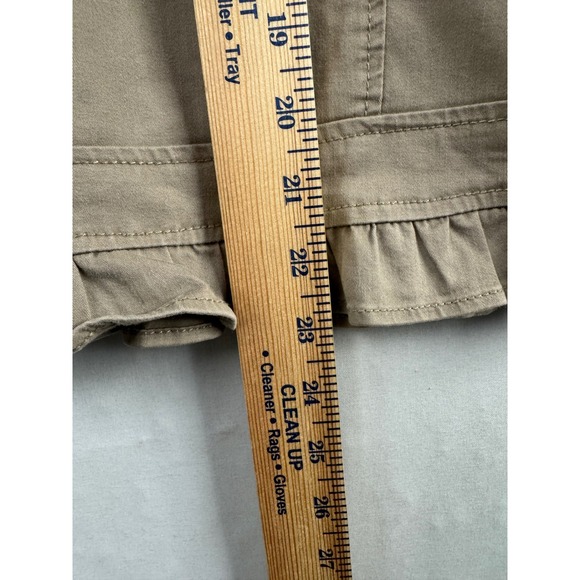 Baccini Utility Jacket Womens XL Tan Khaki Ruffle Trim Button Front Cotton Blend - Picture 7 of 8